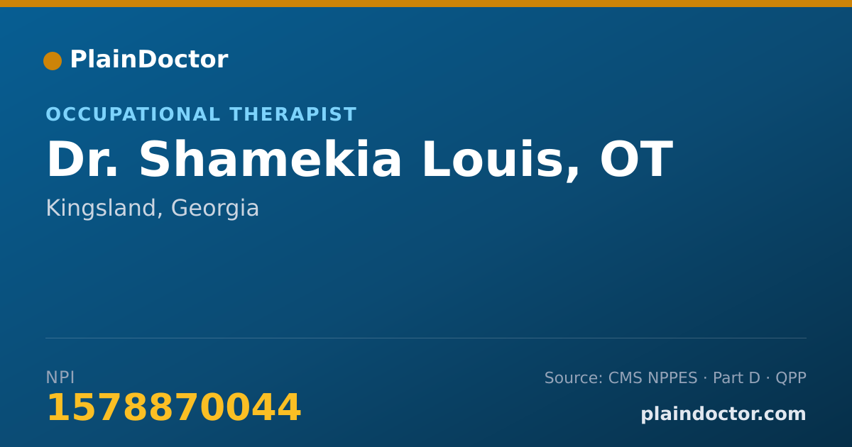 Shareable card for Shamekia Louis, OT - Occupational Therapist, Kingsland, GA