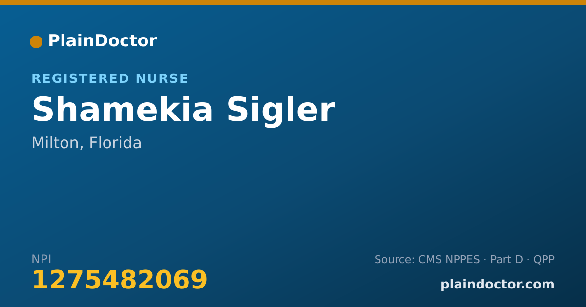 Shareable card for Shamekia Sigler - Registered Nurse, Milton, FL