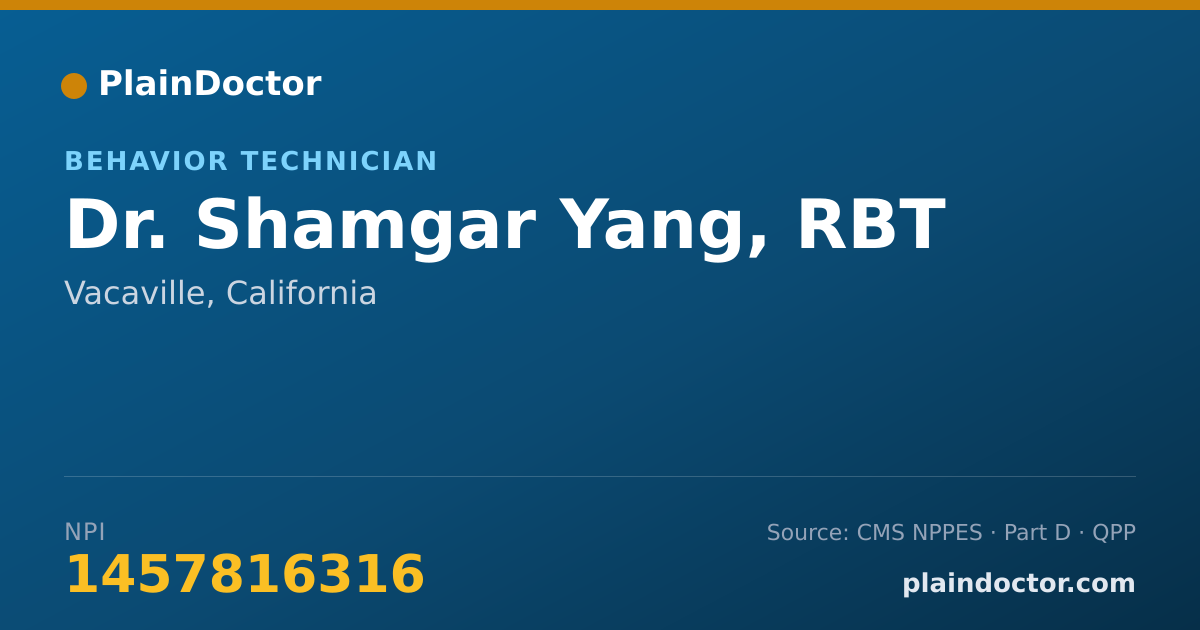 Shareable card for Shamgar Yang, RBT - Behavior Technician, Vacaville, CA
