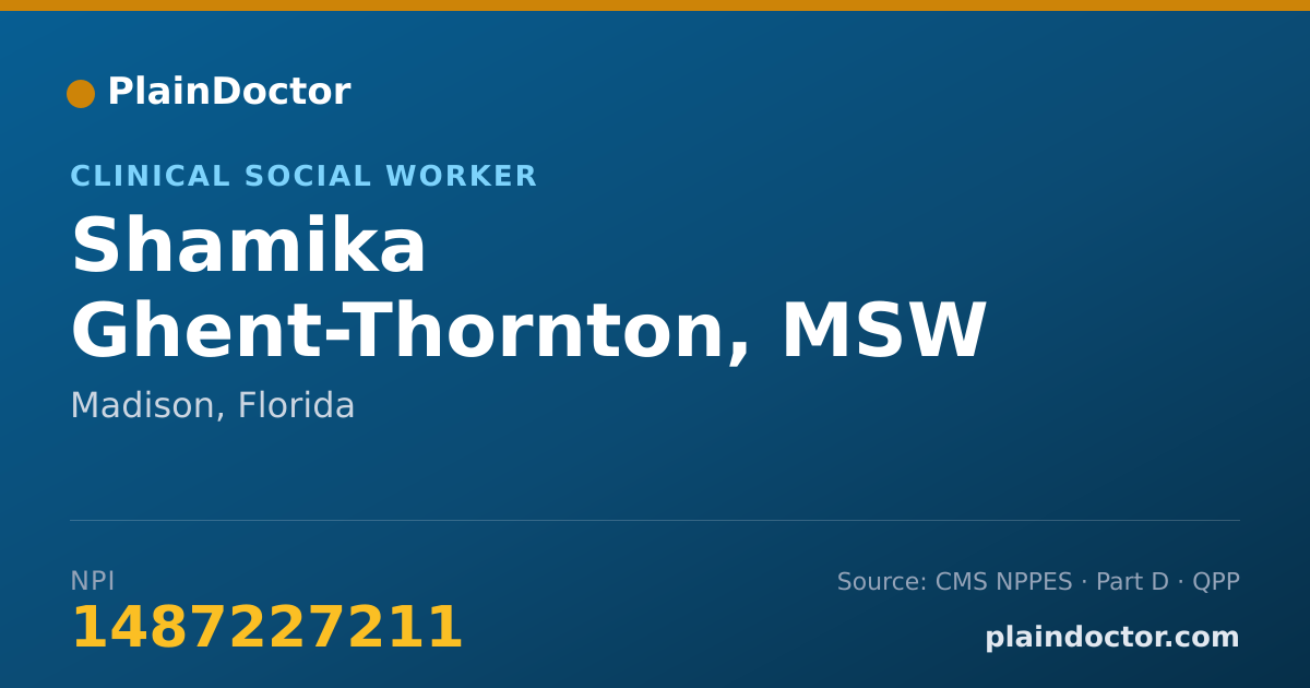 Shareable card for Shamika Ghent-Thornton, MSW - Clinical Social Worker, Madison, FL