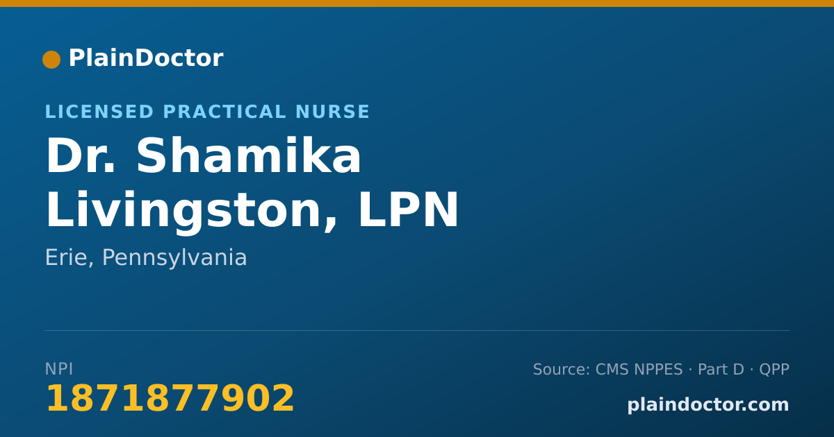 Shareable card for Shamika Livingston, LPN - Licensed Practical Nurse, Erie, PA