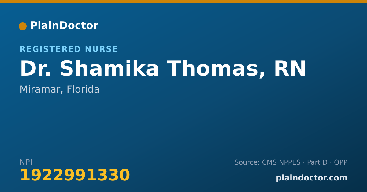 Shareable card for Shamika Thomas, RN - Registered Nurse, Miramar, FL