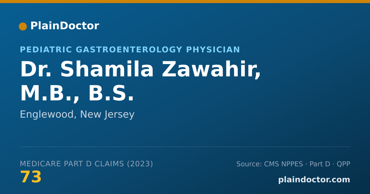 Shareable card for Shamila Zawahir, M.B., B.S. - Pediatric Gastroenterology Physician, Englewood, NJ
