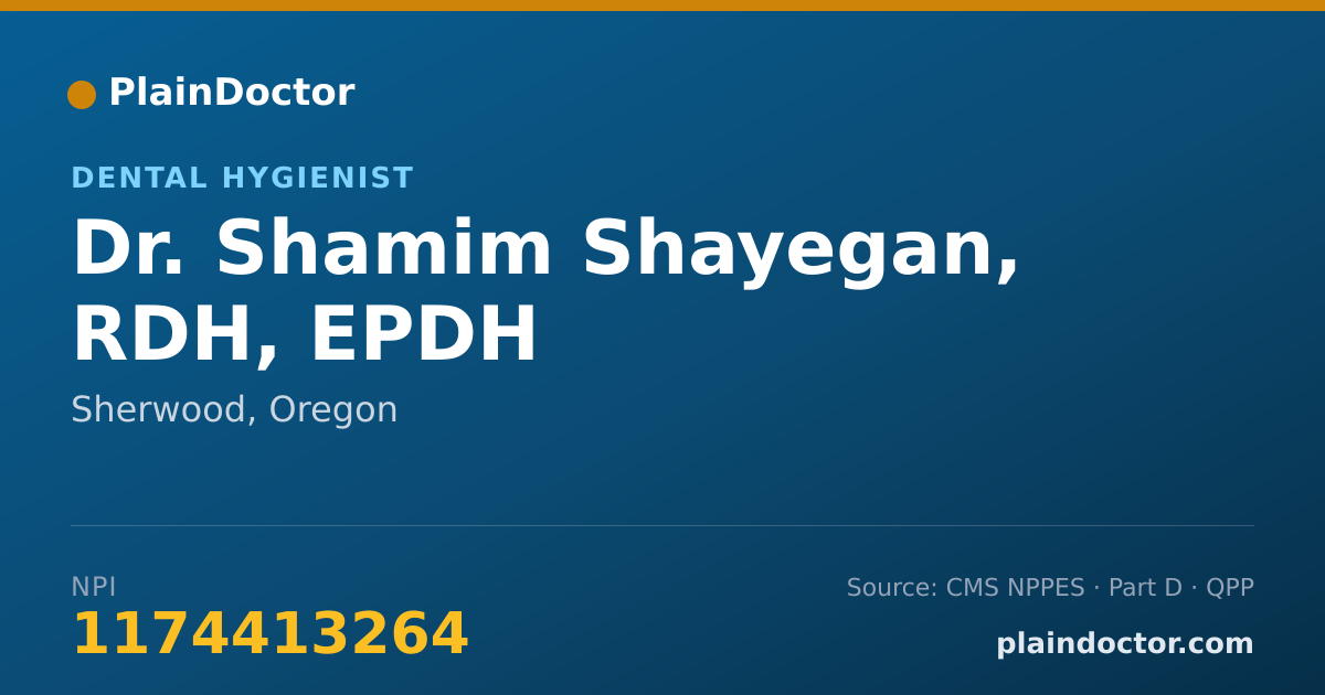 Shareable card for Shamim Shayegan, RDH, EPDH - Dental Hygienist, Sherwood, OR