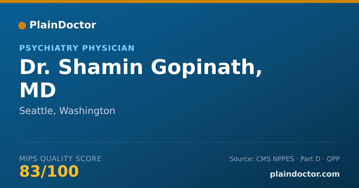 Shareable card for Shamin Gopinath, MD - Psychiatry Physician, Seattle, WA