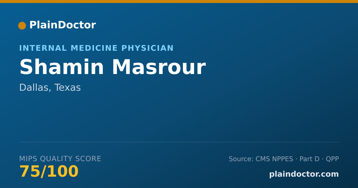 Shareable card for Shamin Masrour - Internal Medicine Physician, Dallas, TX