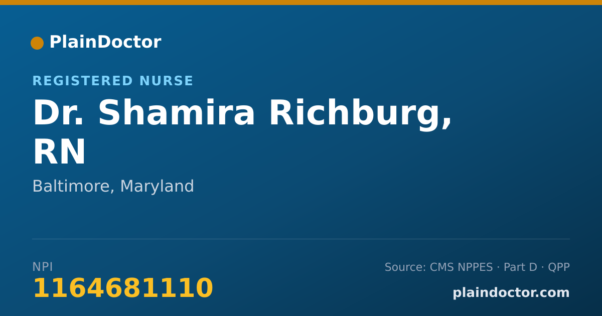 Shareable card for Shamira Richburg, RN - Registered Nurse, Baltimore, MD
