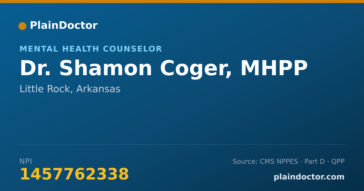 Shareable card for Shamon Coger, MHPP - Mental Health Counselor, Little Rock, AR