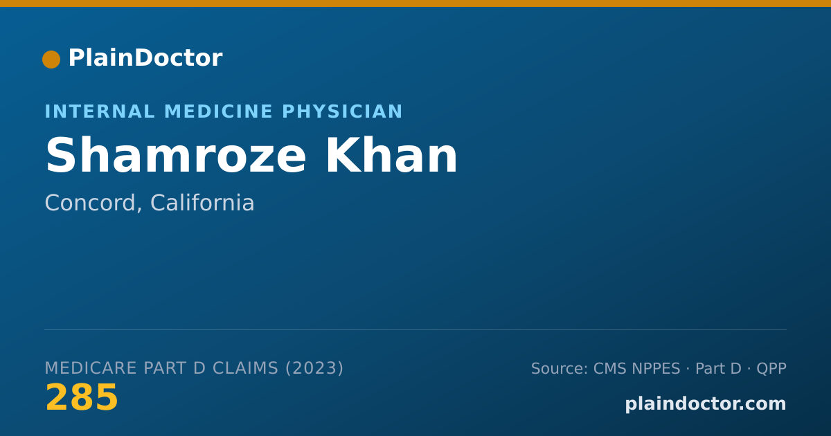 Shareable card for Shamroze Khan - Internal Medicine Physician, Concord, CA