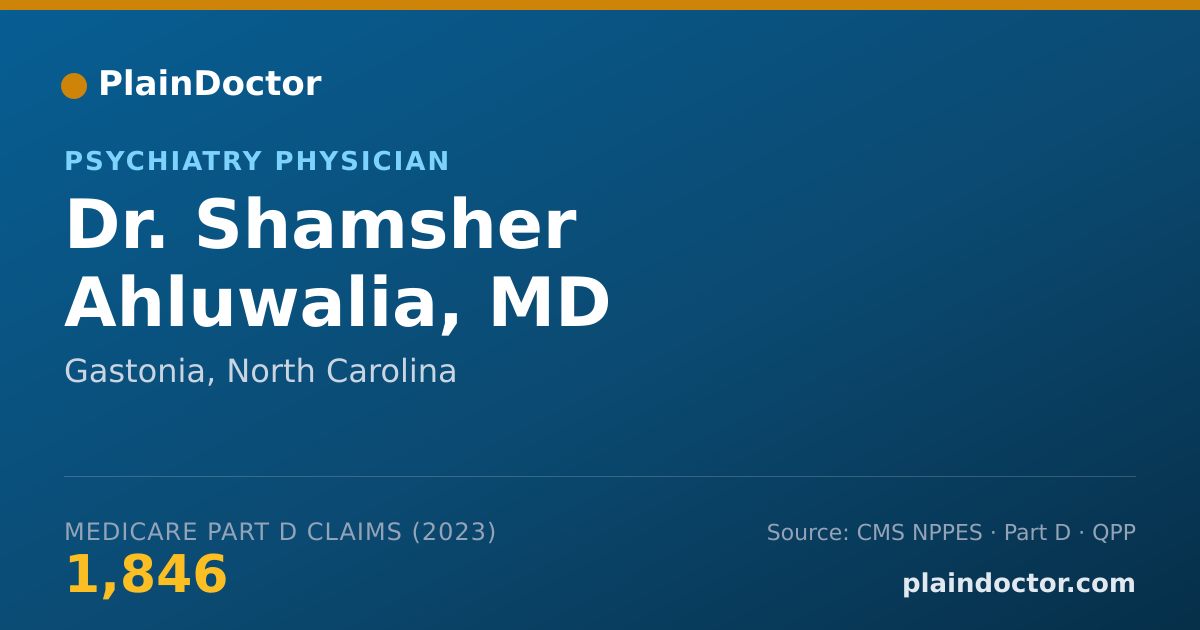 Shareable card for Shamsher Ahluwalia, MD - Psychiatry Physician, Gastonia, NC