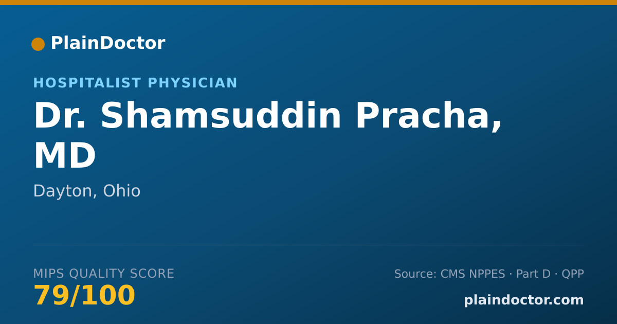 Shareable card for Shamsuddin Pracha, MD - Hospitalist Physician, Dayton, OH