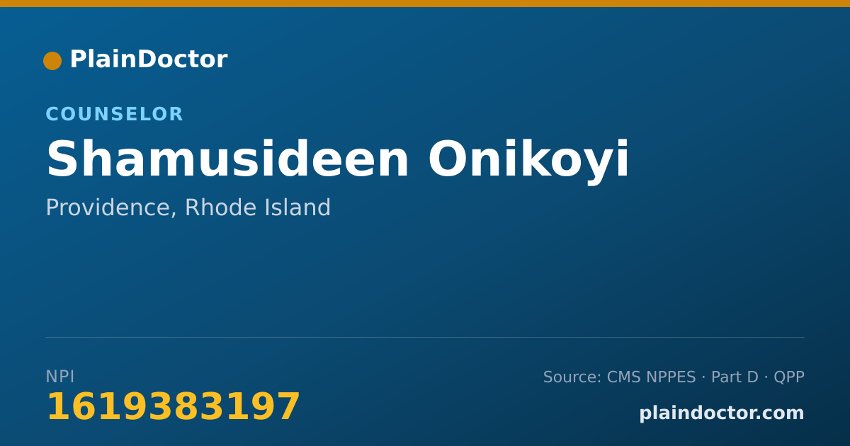 Shareable card for Shamusideen Onikoyi - Counselor, Providence, RI