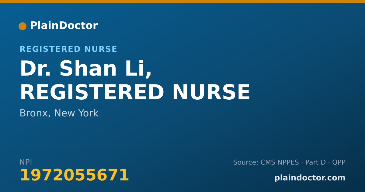 Shareable card for Shan Li, REGISTERED NURSE - Registered Nurse, Bronx, NY