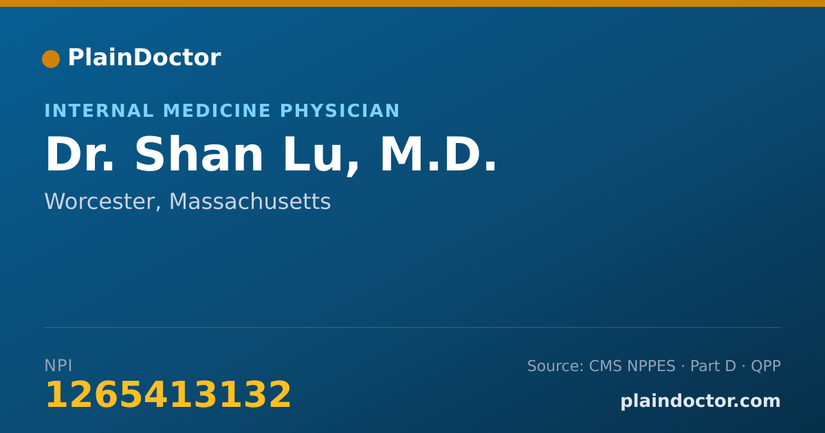 Shareable card for Shan Lu, M.D. - Internal Medicine Physician, Worcester, MA