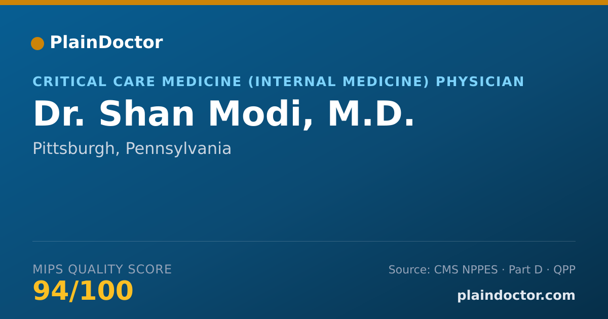 Shareable card for Shan Modi, M.D. - Critical Care Medicine (Internal Medicine) Physician, Pittsburgh, PA