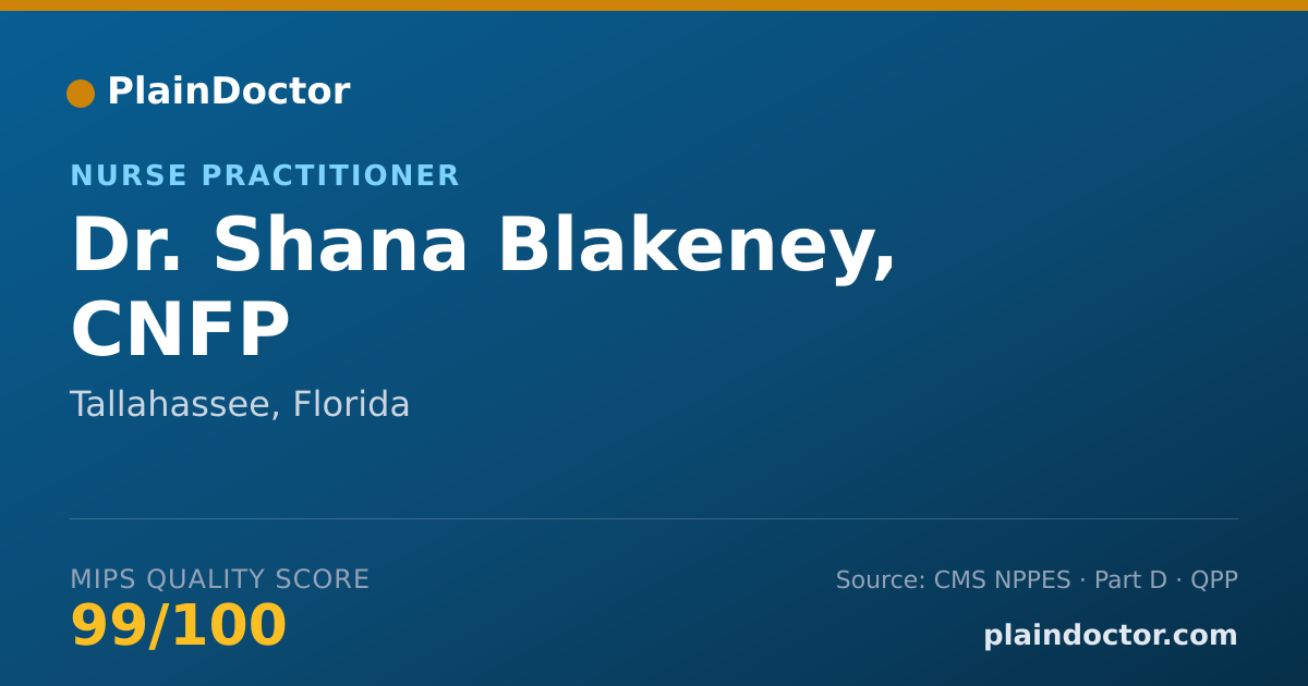 Shareable card for Shana Blakeney, CNFP - Nurse Practitioner, Tallahassee, FL