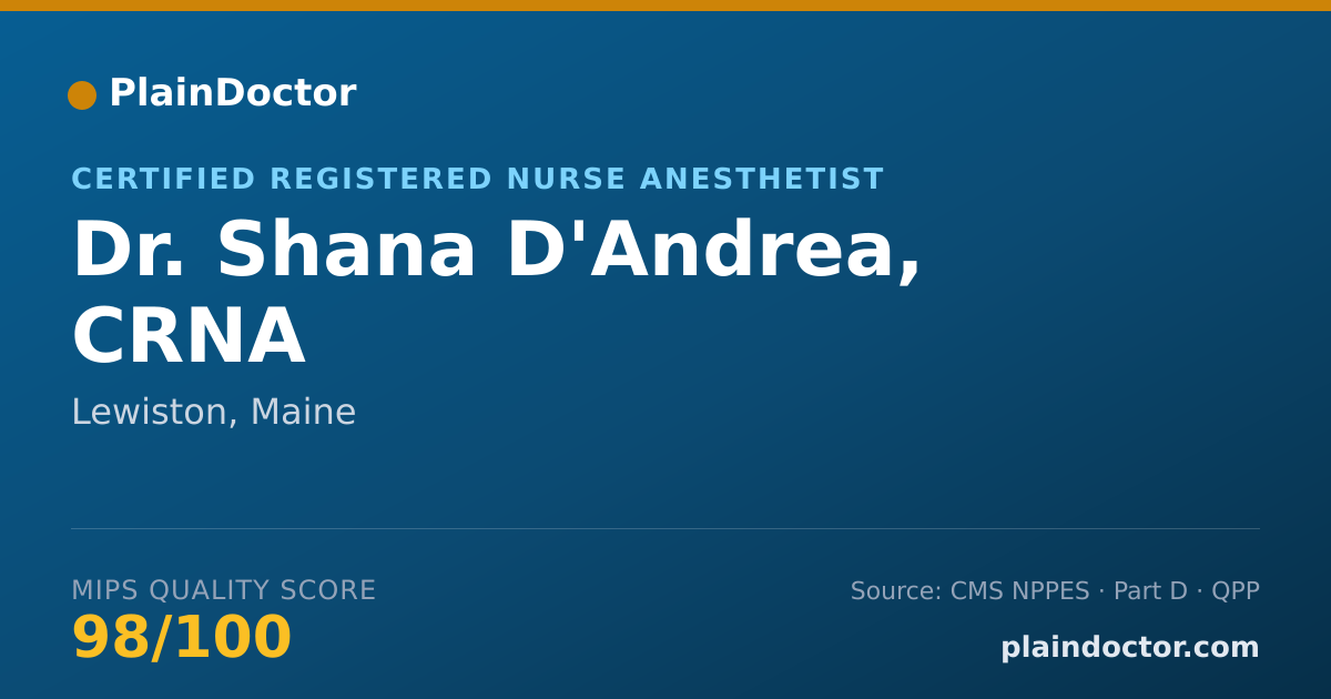 Shareable card for Shana D'Andrea, CRNA - Certified Registered Nurse Anesthetist, Lewiston, ME