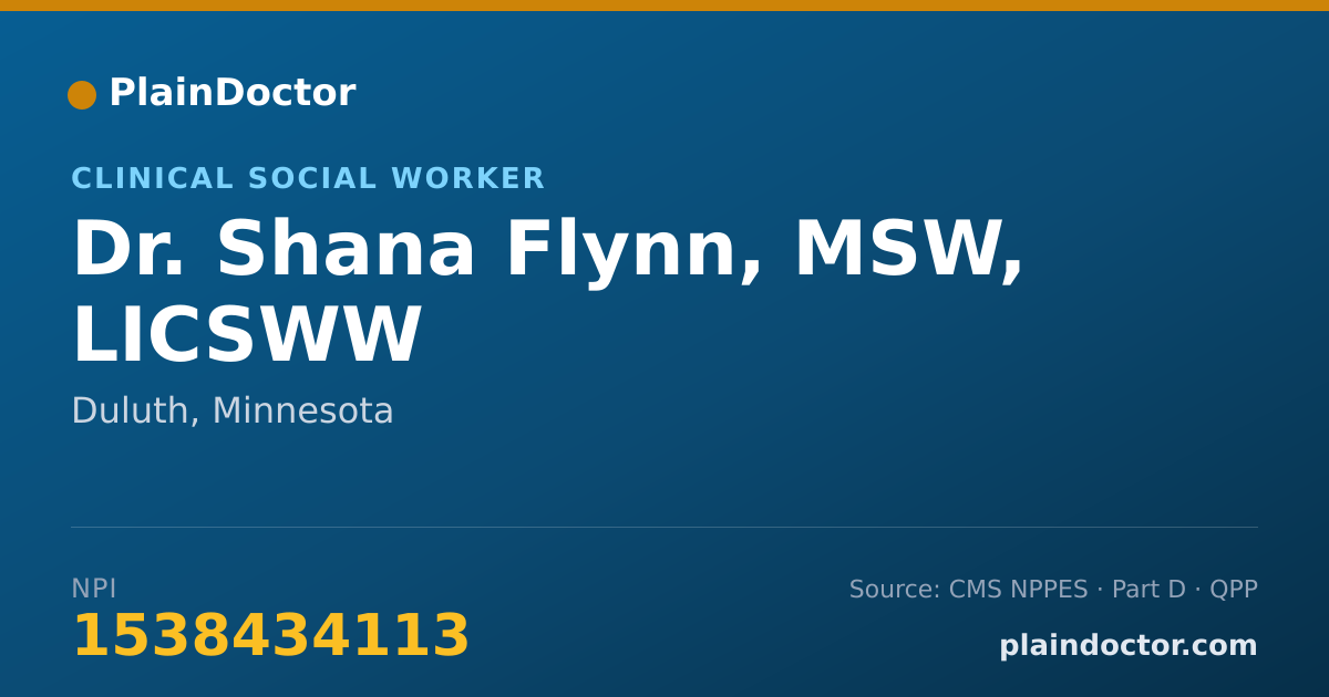 Shareable card for Shana Flynn, MSW, LICSWW - Clinical Social Worker, Duluth, MN
