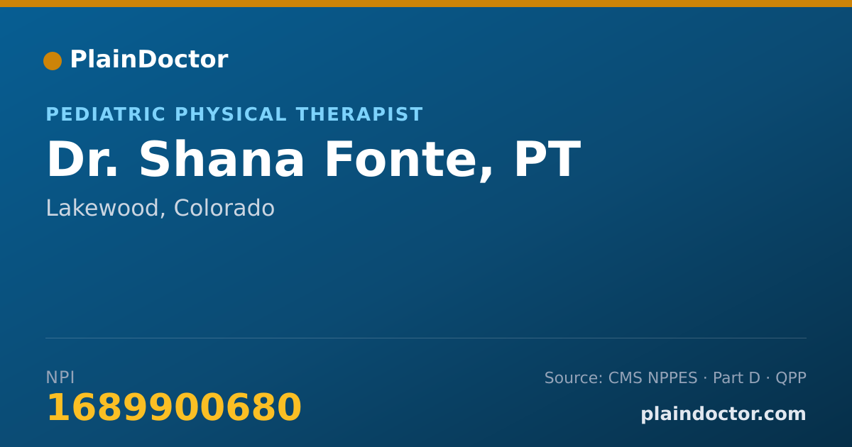 Shareable card for Shana Fonte, PT - Pediatric Physical Therapist, Lakewood, CO