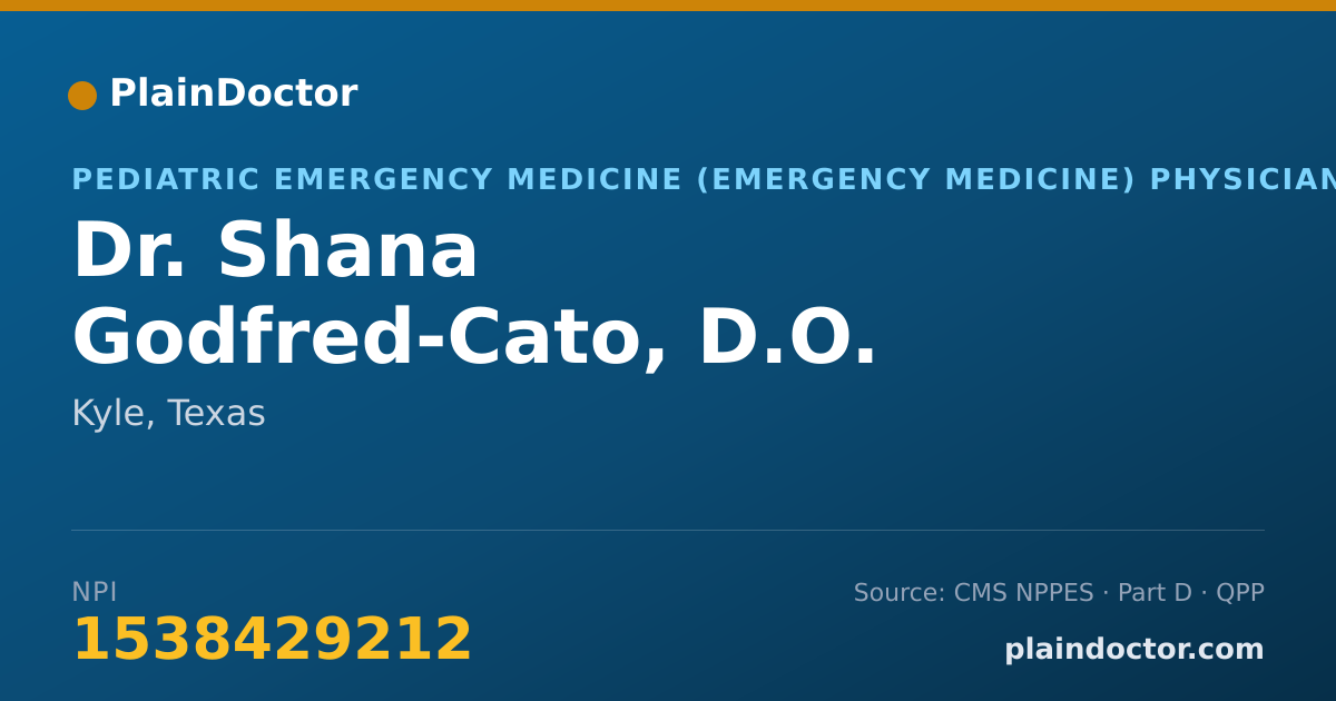 Shareable card for Shana Godfred-Cato, D.O. - Pediatric Emergency Medicine (Emergency Medicine) Physician, Kyle, TX
