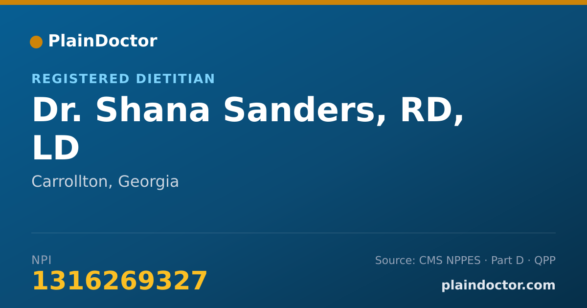 Shareable card for Shana Sanders, RD, LD - Registered Dietitian, Carrollton, GA