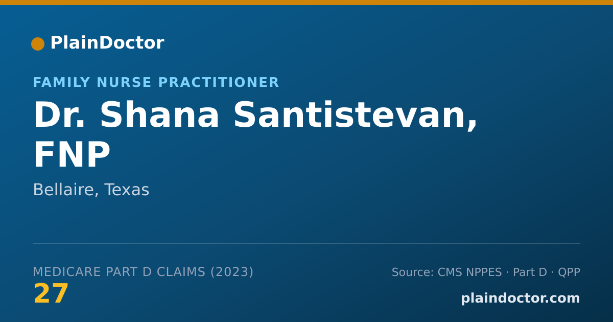 Shareable card for Shana Santistevan, FNP - Family Nurse Practitioner, Bellaire, TX