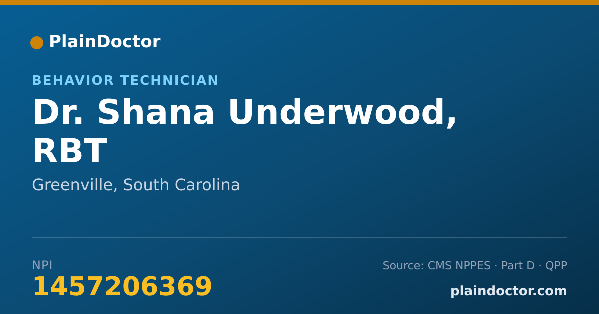 Shareable card for Shana Underwood, RBT - Behavior Technician, Greenville, SC
