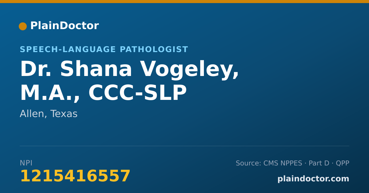 Shareable card for Shana Vogeley, M.A., CCC-SLP - Speech-Language Pathologist, Allen, TX