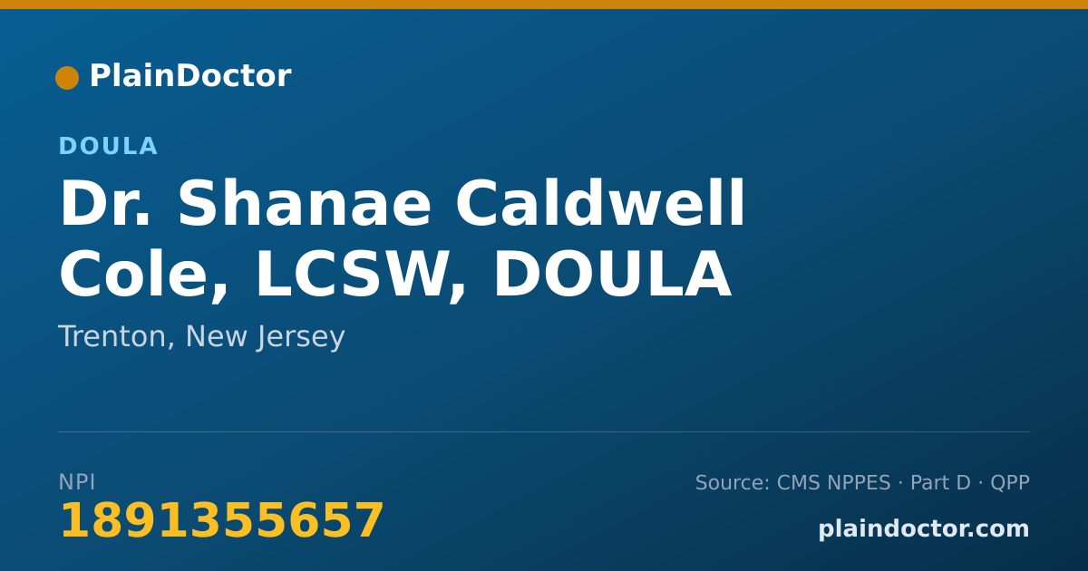 Shareable card for Shanae Caldwell Cole, LCSW, DOULA - Doula, Trenton, NJ