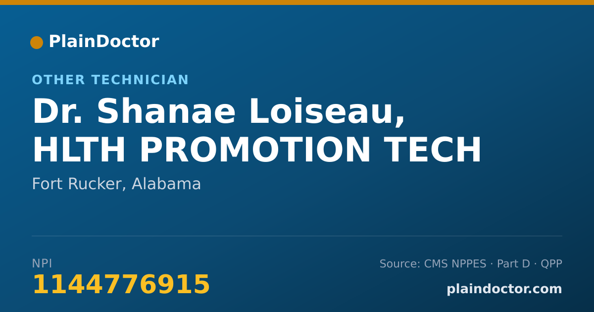 Shareable card for Shanae Loiseau, HLTH PROMOTION TECH - Other Technician, Fort Rucker, AL