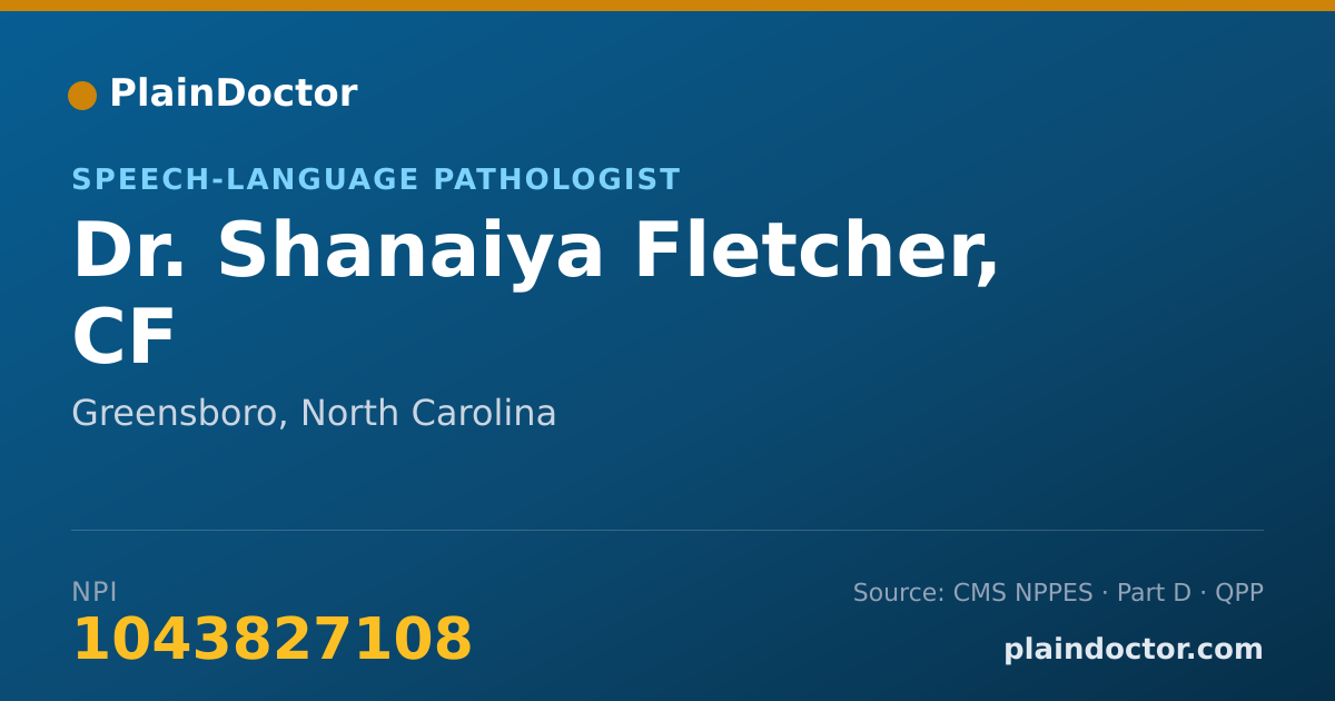 Shareable card for Shanaiya Fletcher, CF - Speech-Language Pathologist, Greensboro, NC