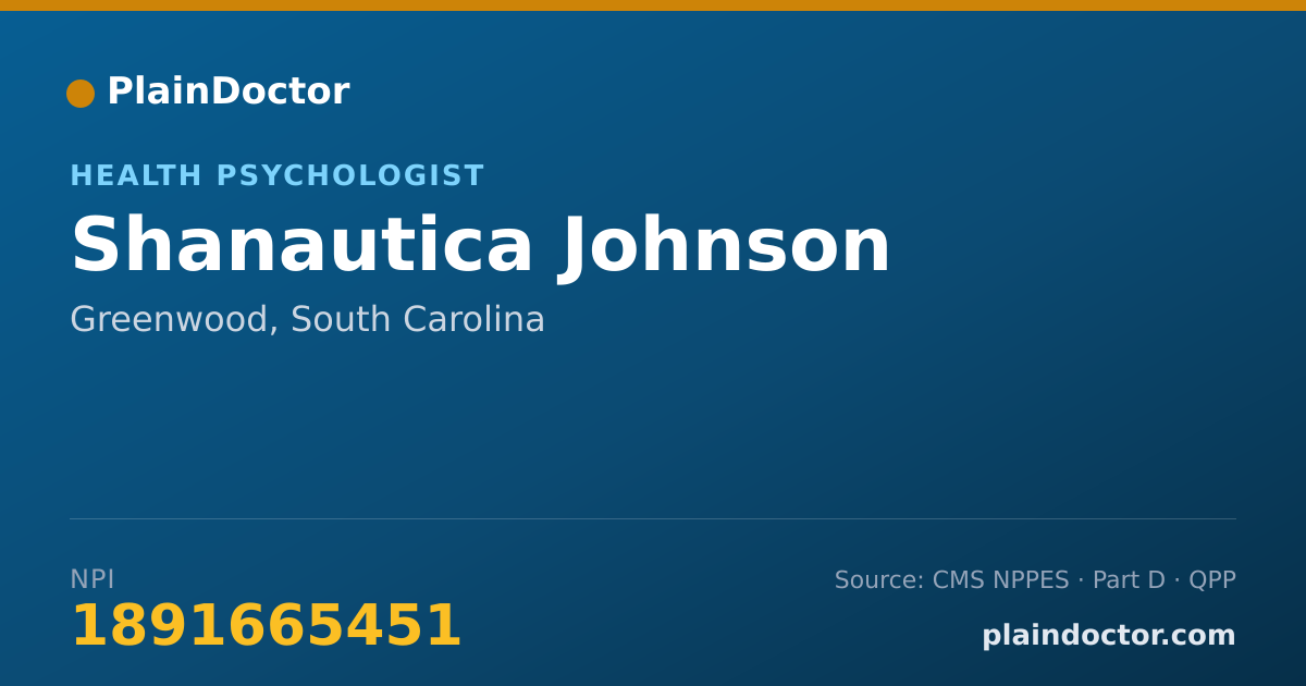 Shareable card for Shanautica Johnson - Health Psychologist, Greenwood, SC