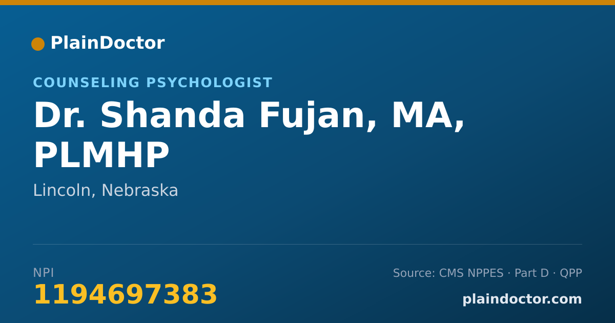 Shareable card for Shanda Fujan, MA, PLMHP - Counseling Psychologist, Lincoln, NE