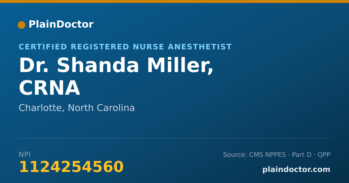 Shareable card for Shanda Miller, CRNA - Certified Registered Nurse Anesthetist, Charlotte, NC