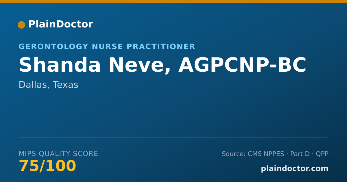 Shareable card for Shanda Neve, AGPCNP-BC - Adult Health Nurse Practitioner, Dallas, TX