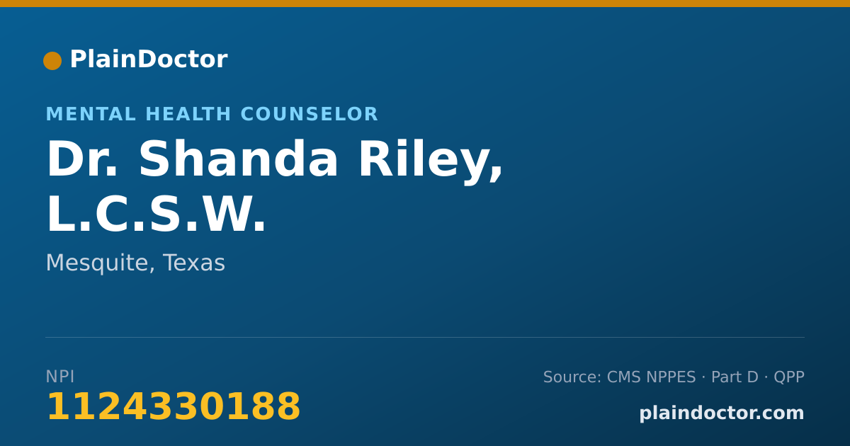 Shareable card for Shanda Riley, L.C.S.W. - Mental Health Counselor, Mesquite, TX
