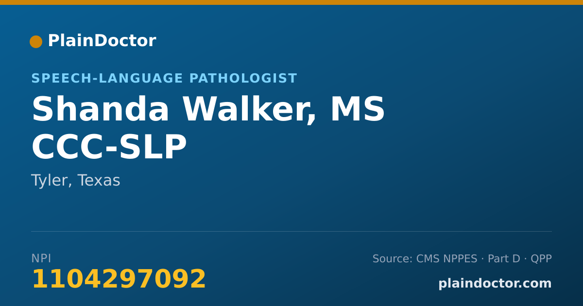 Shareable card for Shanda Walker, MS CCC-SLP - Speech-Language Pathologist, Tyler, TX