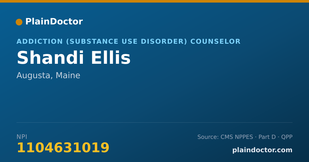 Shareable card for Shandi Ellis - Addiction (Substance Use Disorder) Counselor, Augusta, ME