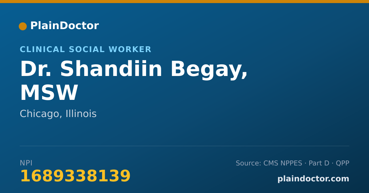 Shareable card for Shandiin Begay, MSW - Clinical Social Worker, Chicago, IL