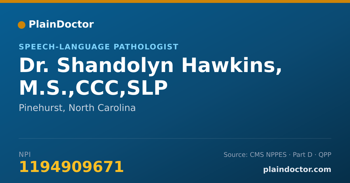Shareable card for Shandolyn Hawkins, M.S.,CCC,SLP - Speech-Language Pathologist, Pinehurst, NC