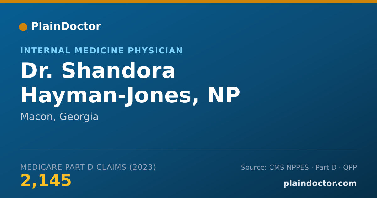 Shareable card for Shandora Hayman-Jones, NP - Internal Medicine Physician, Macon, GA