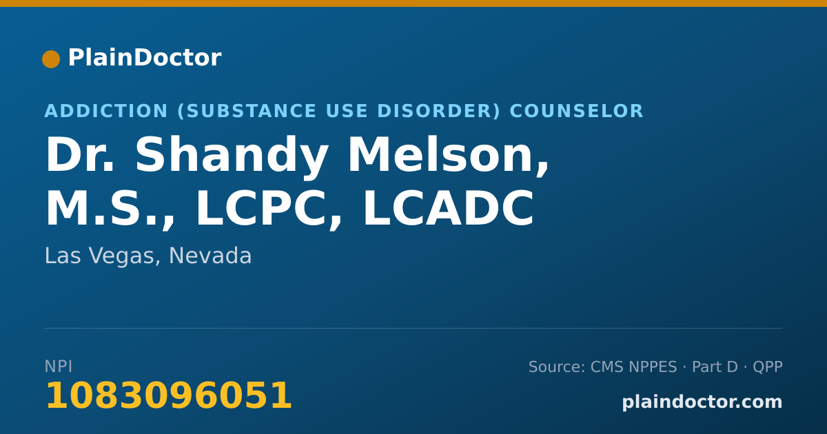 Shareable card for Shandy Melson, M.S., LCPC, LCADC - Addiction (Substance Use Disorder) Counselor, Las Vegas, NV