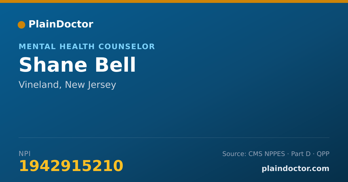 Shareable card for Shane Bell - Mental Health Counselor, Vineland, NJ