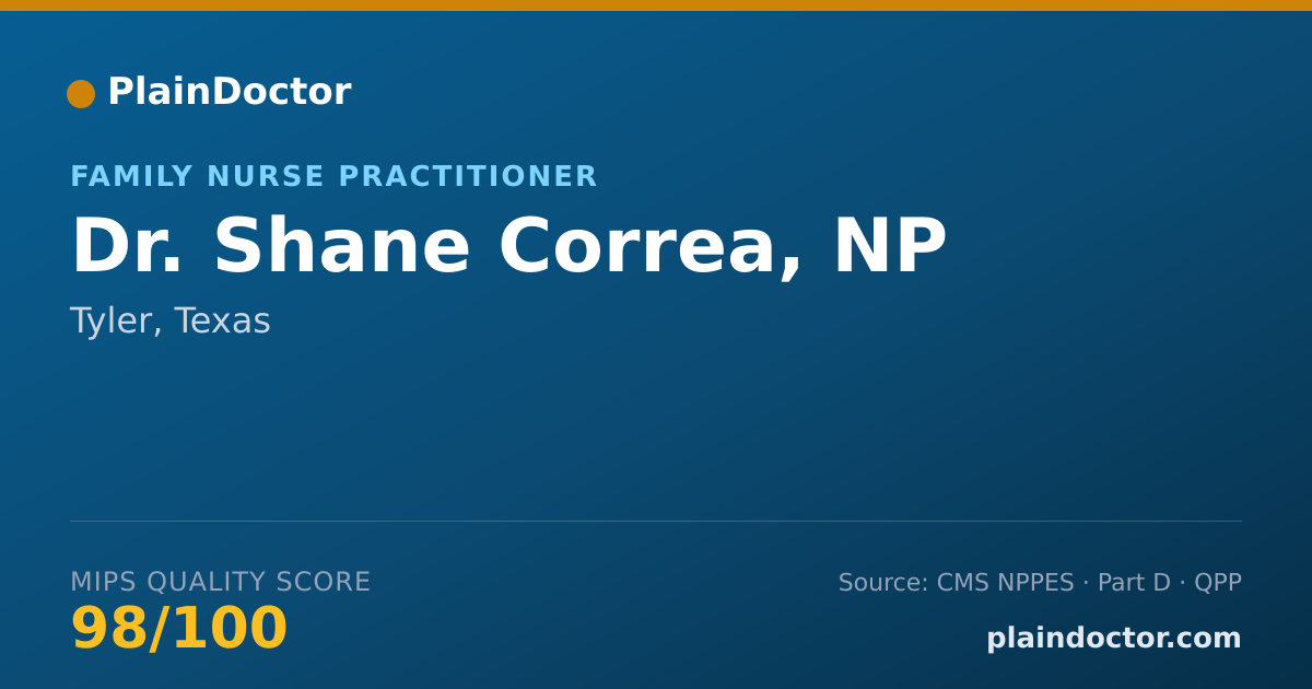 Shareable card for Shane Correa, NP - Family Nurse Practitioner, Tyler, TX