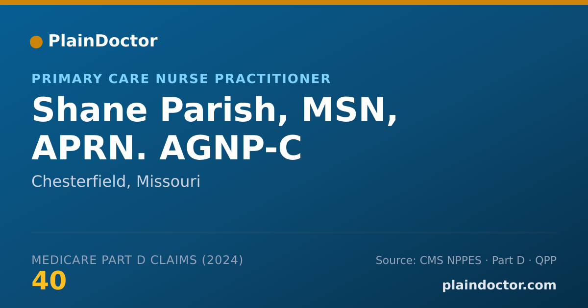 Shareable card for Shane Parish, MSN, APRN. AGNP-C - Primary Care Nurse Practitioner, Chesterfield, MO