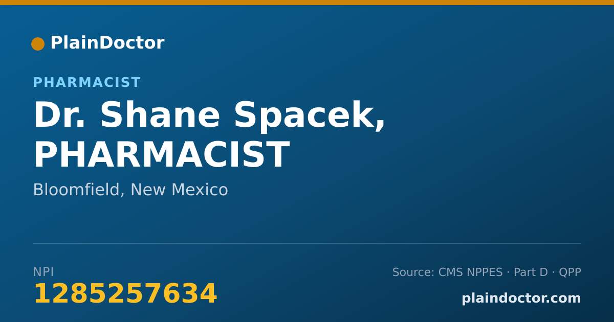 Shareable card for Shane Spacek, PHARMACIST - Pharmacist, Bloomfield, NM