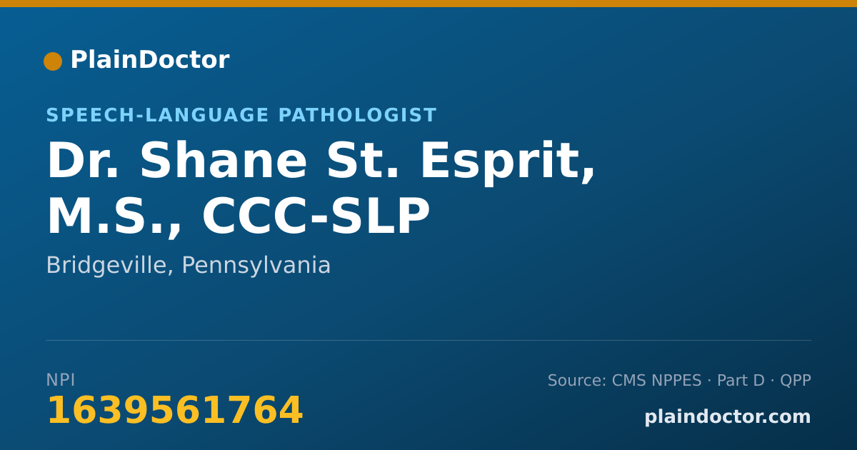 Shareable card for Shane St. Esprit, M.S., CCC-SLP - Speech-Language Pathologist, Bridgeville, PA