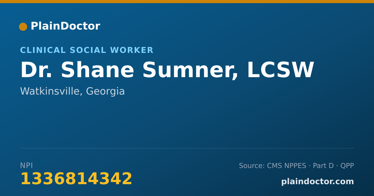Shareable card for Shane Sumner, LCSW - Clinical Social Worker, Watkinsville, GA
