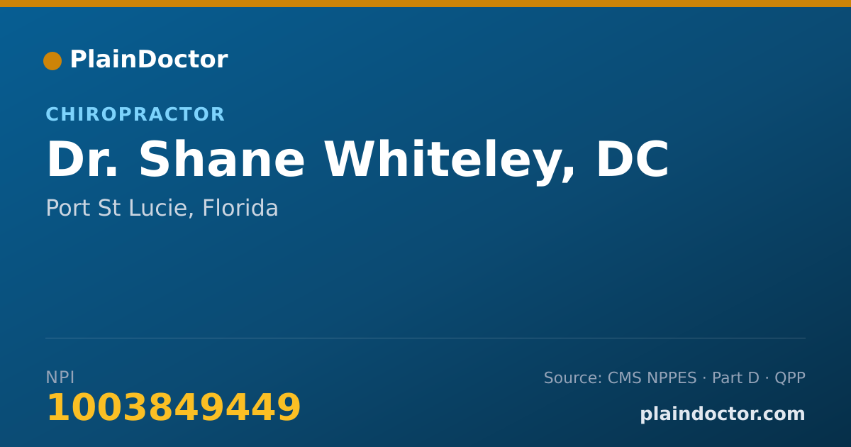 Shareable card for Shane Whiteley, DC - Chiropractor, Port St Lucie, FL