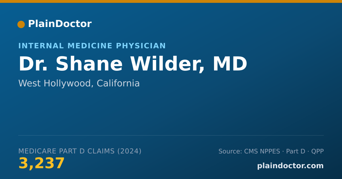 Shareable card for Shane Wilder, MD - Internal Medicine Physician, West Hollywood, CA